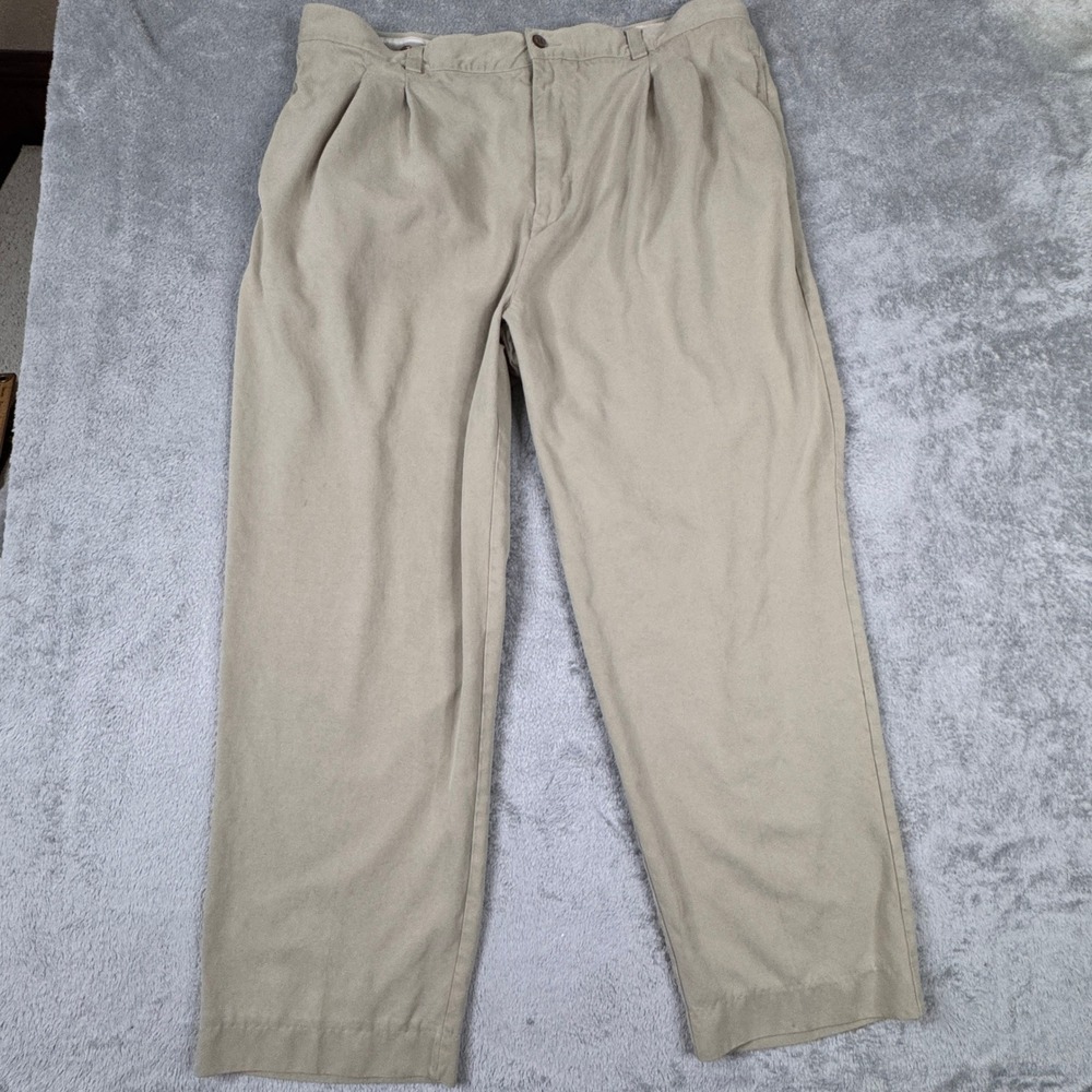 Tommy Bahama Mens W40in. x L28in. 100% Silk Pleated Relaxed Fit Khaki Tan Pants